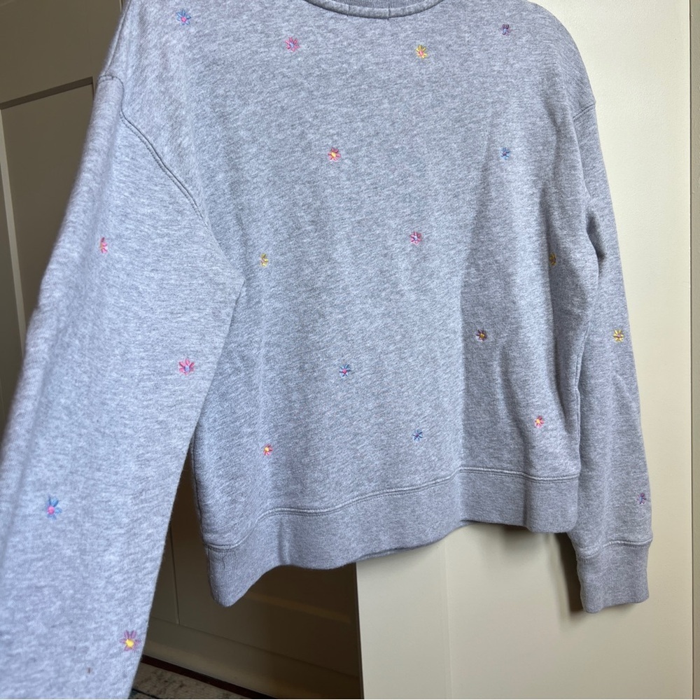 Rails Theo Heather Grey Daisy Embroidered Sweatshirt size small - Picture 5 of 6